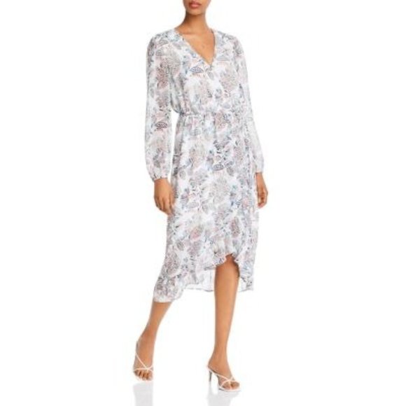 AQUA Floral Print Ruffle Hem Faux Wrap Dress NWT - Size Small - Picture 1 of 2